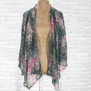 PURE SUGAR Swim Cover Silk Sheer Abstract Floral Beach Summer Green Medium